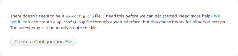 wordpress creazione wp-config riuscita