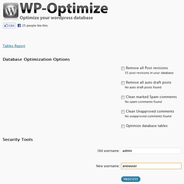 Ottimizzare le tabelle con wp-optimize