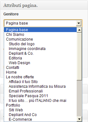 wordpress attributi pagina