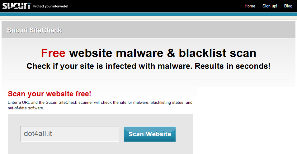 Controllo presenza malware per il sito
