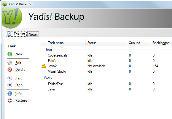 Yadis backup