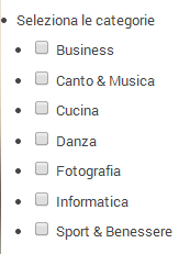 Worpdress: Elenco categorie con checkbox