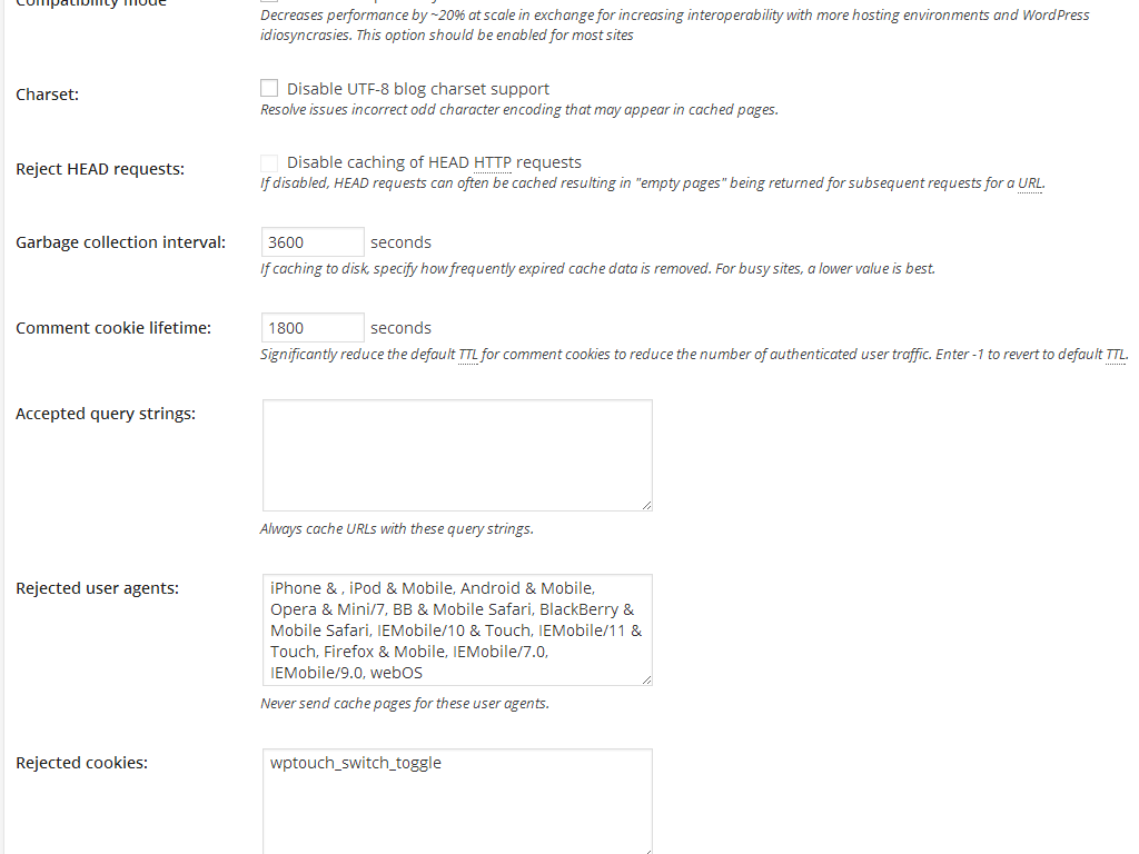 W3Total Cache reject useragent