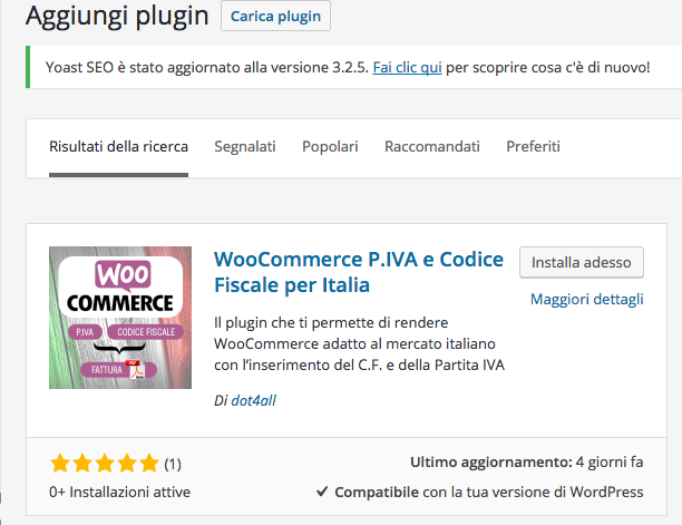 Plugin WooCommerce P.IVA e Codice Fiscale per Italia - Installazione